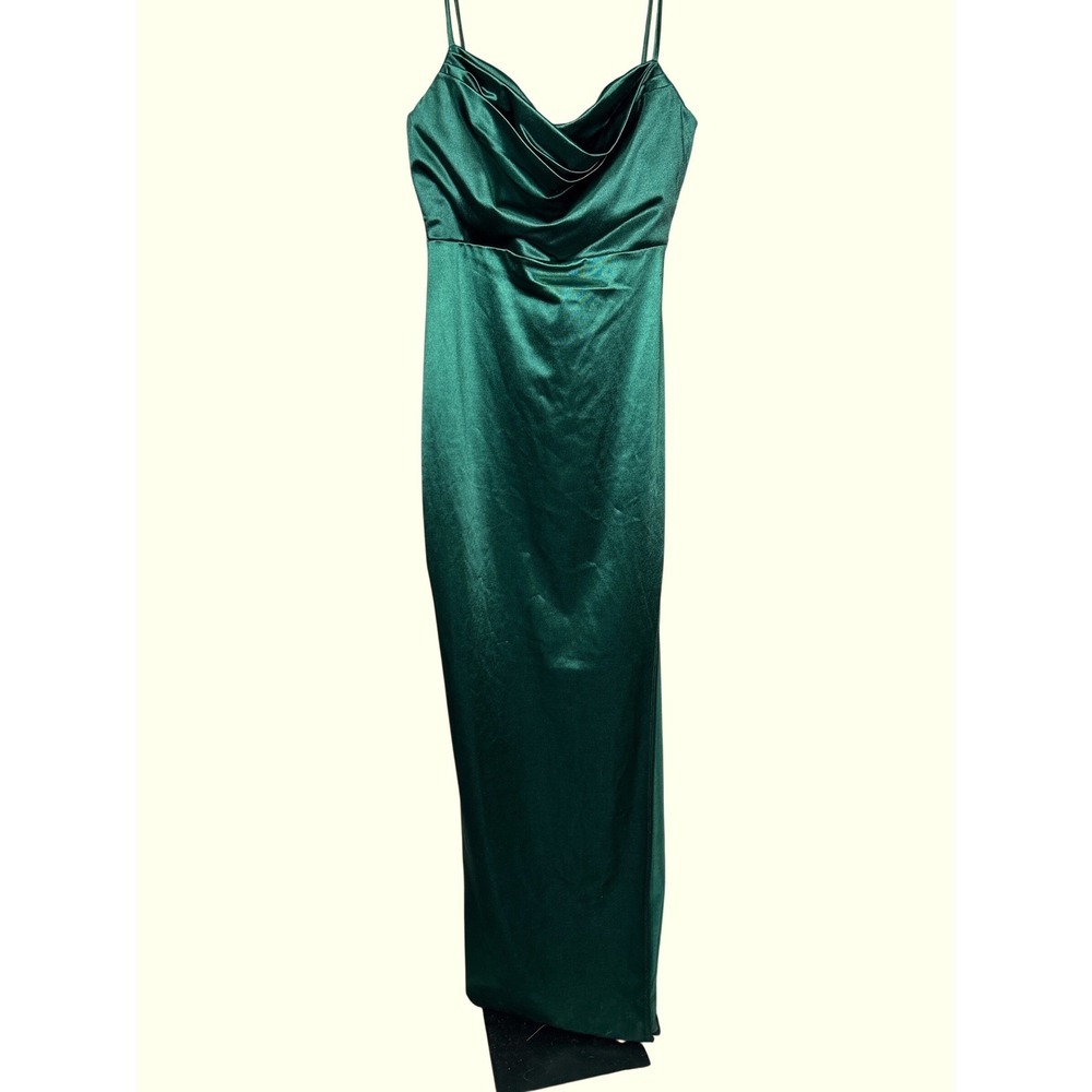 Windsor 13/14 Emerald Green Satin Cowl‎ Neck Spaghetti Strap Formal Dress NEW